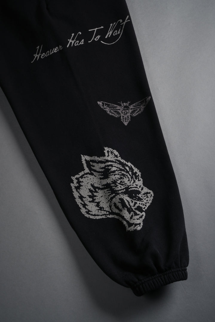 Sacred Flash Lightweight Lounger Sweat Pants in Black Drift Wash