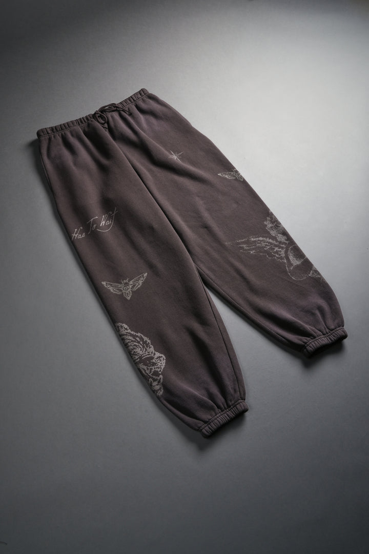 Sacred Flash Lightweight Lounger Sweat Pants in Darc Brown Drift Wash