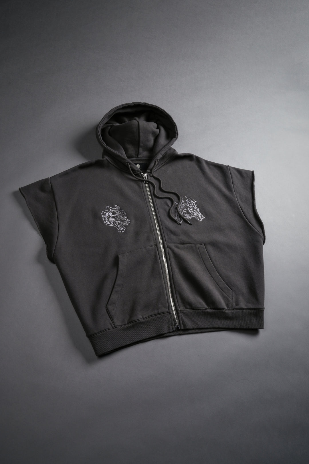 SSDDNFGU Moth Creed Cap Zip Hoodie in Wolf Gray
