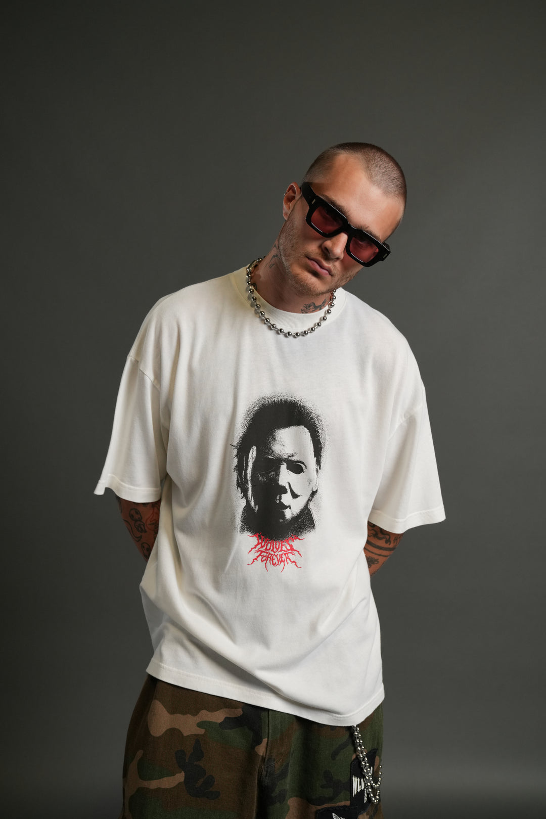 Watch Your Back "Premium" Oversized Tee in Cream