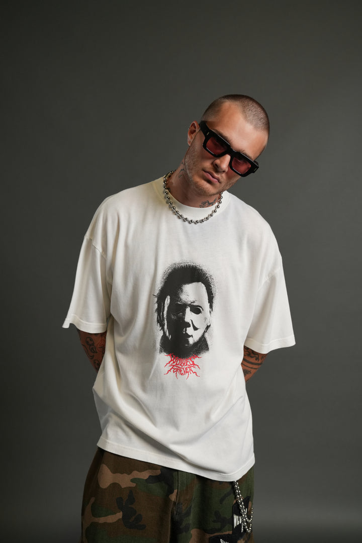Watch Your Back "Premium" Oversized Tee in Cream