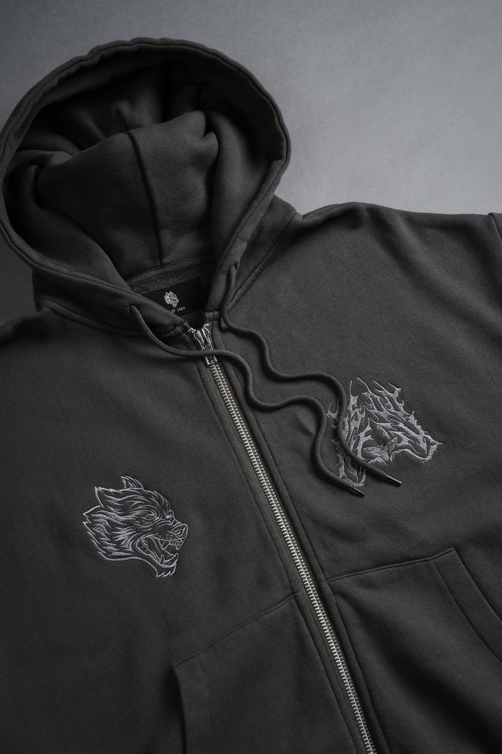 SSDDNFGU Moth Creed Cap Zip Hoodie in Wolf Gray
