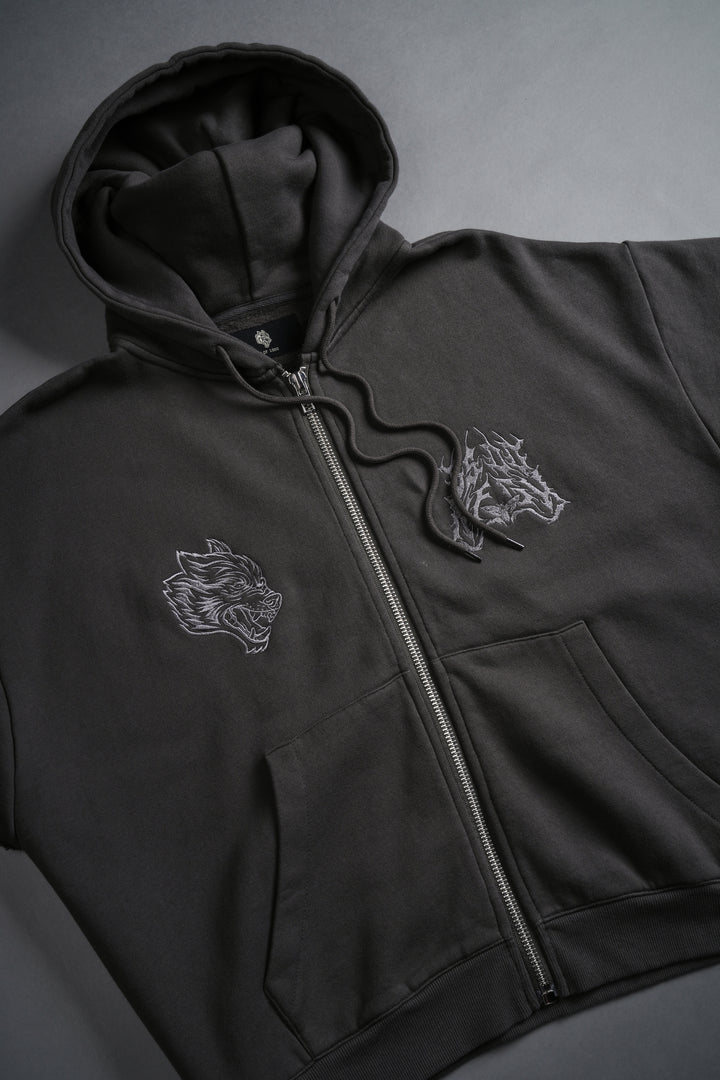 SSDDNFGU Moth Creed Cap Zip Hoodie in Wolf Gray
