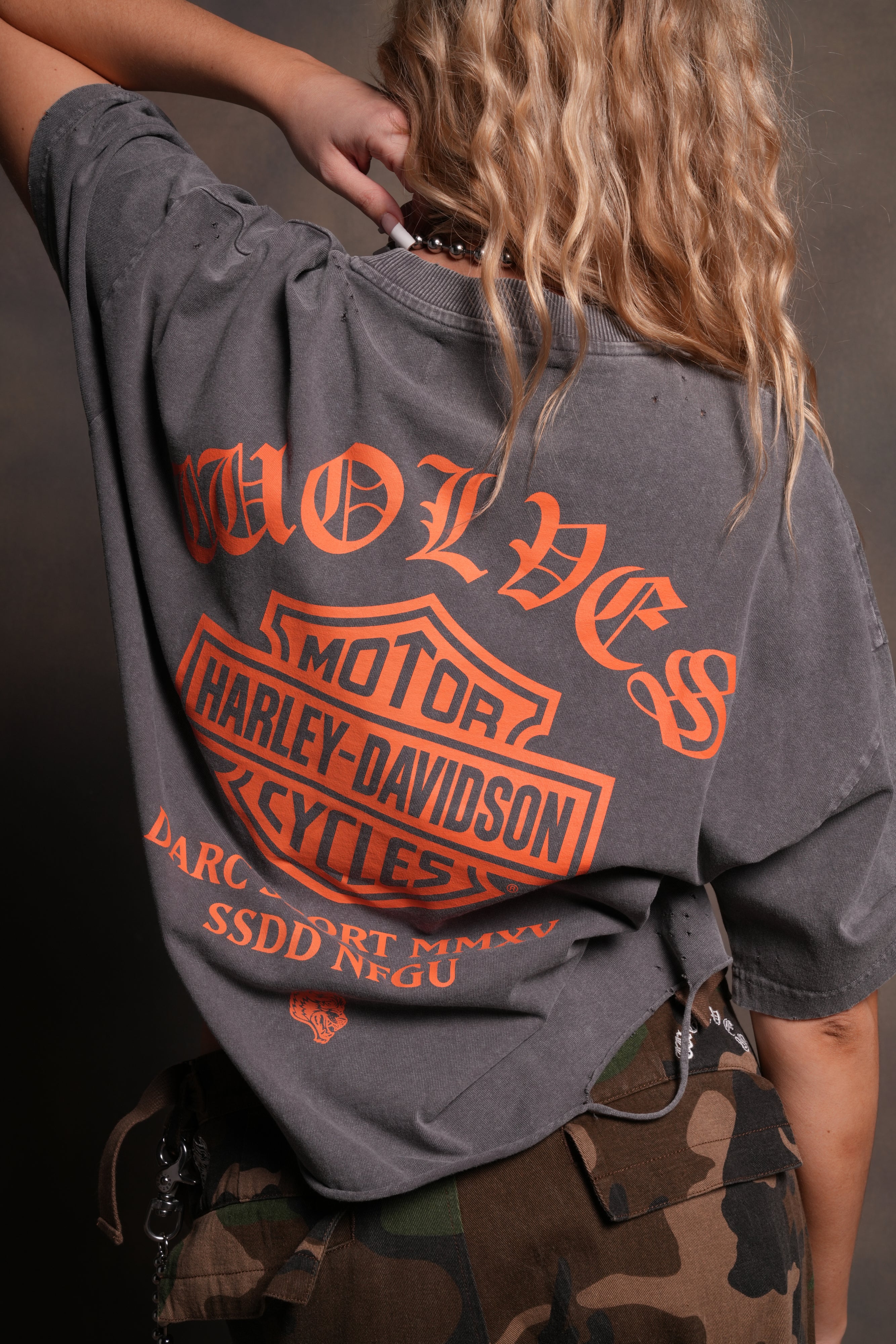Harley-Davidson Wolves Distressed Grunge 