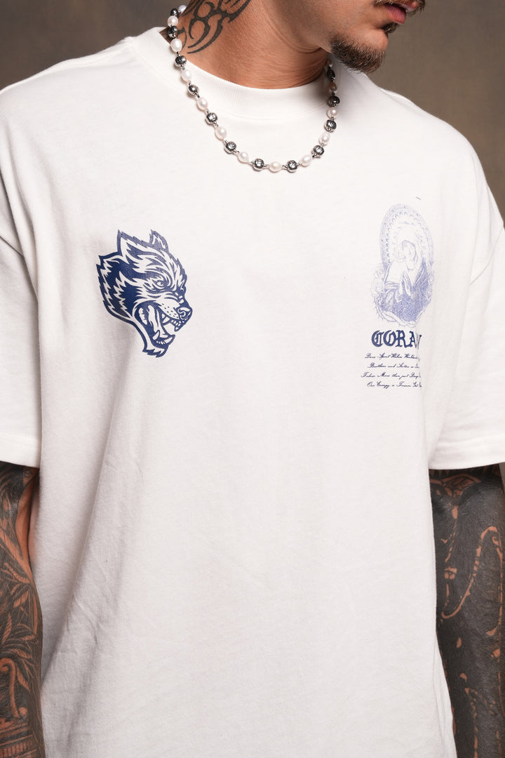 Sacred Lady Premium Oversized Tee In Cream