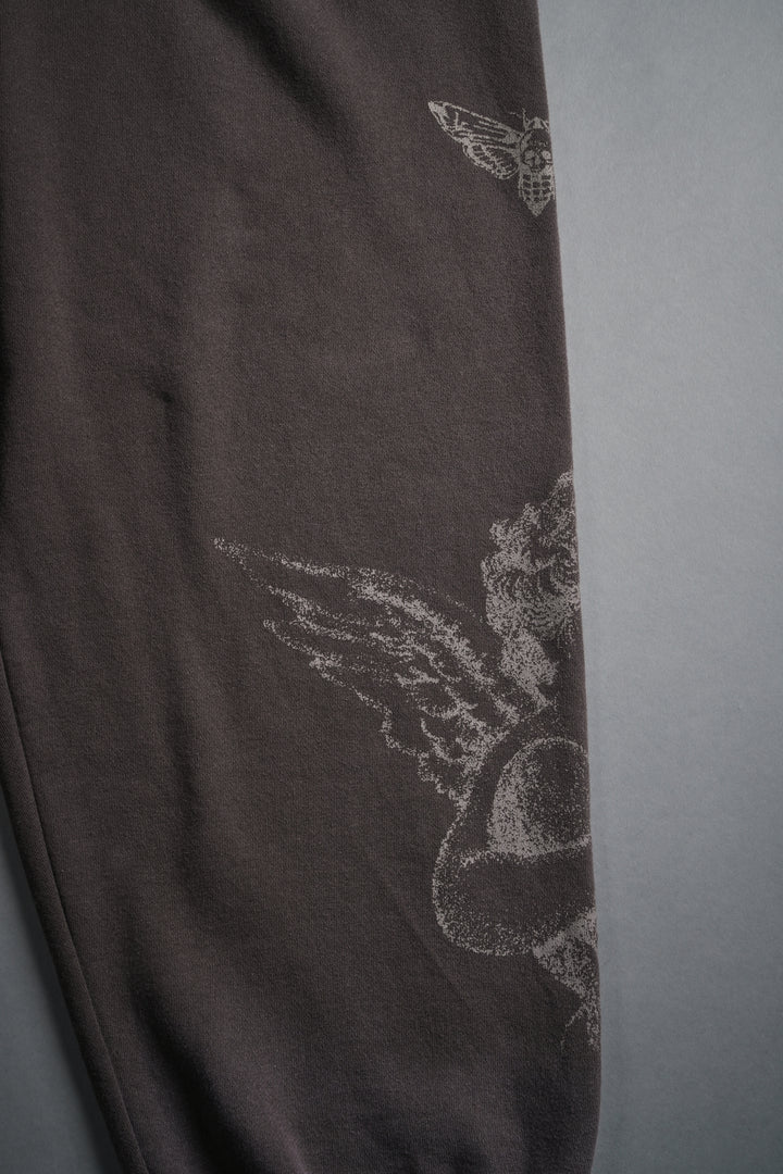 Sacred Flash Lightweight Lounger Sweat Pants in Darc Brown Drift Wash