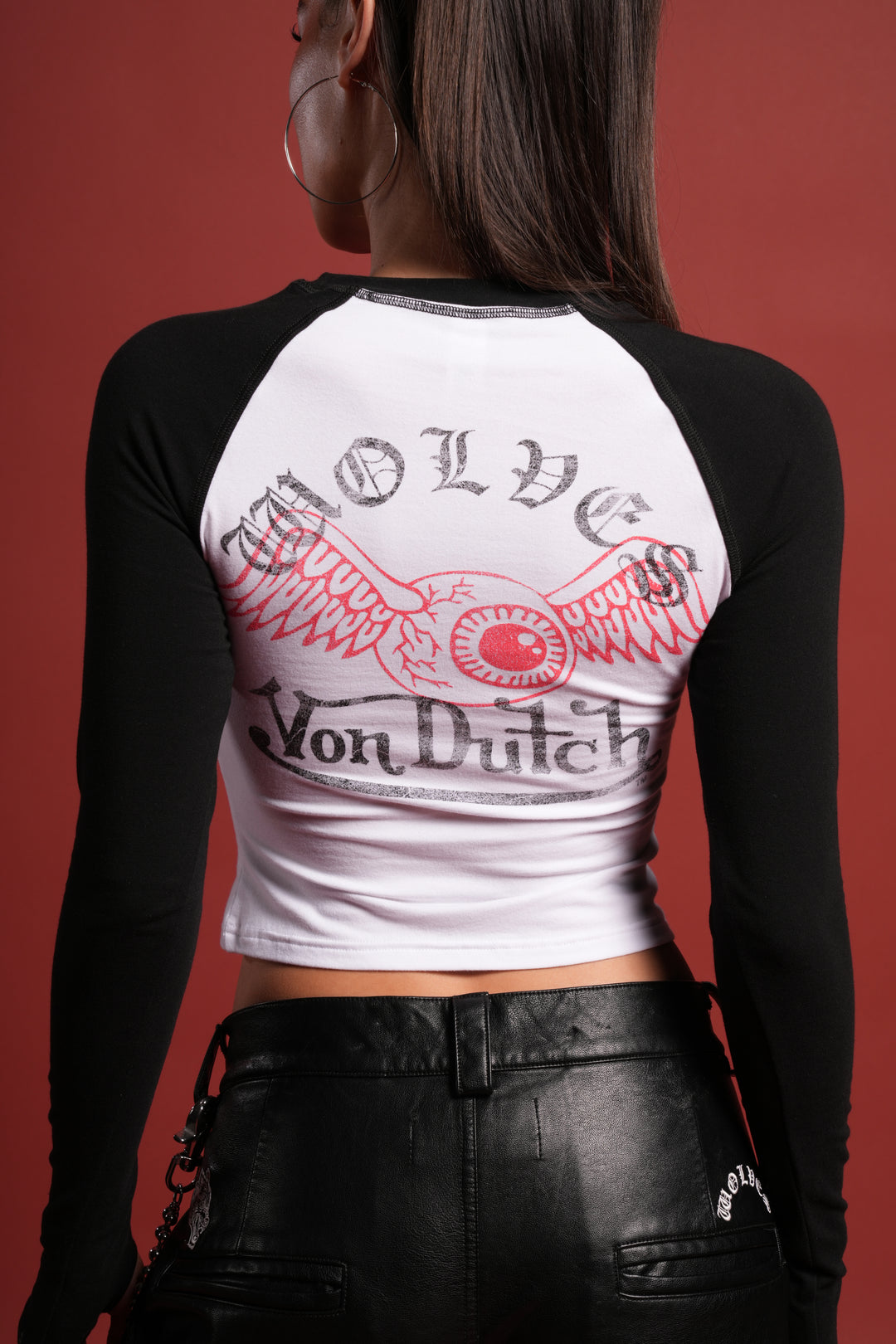 Wolves Kulture Raglan Ringer LS Tee in Black/White