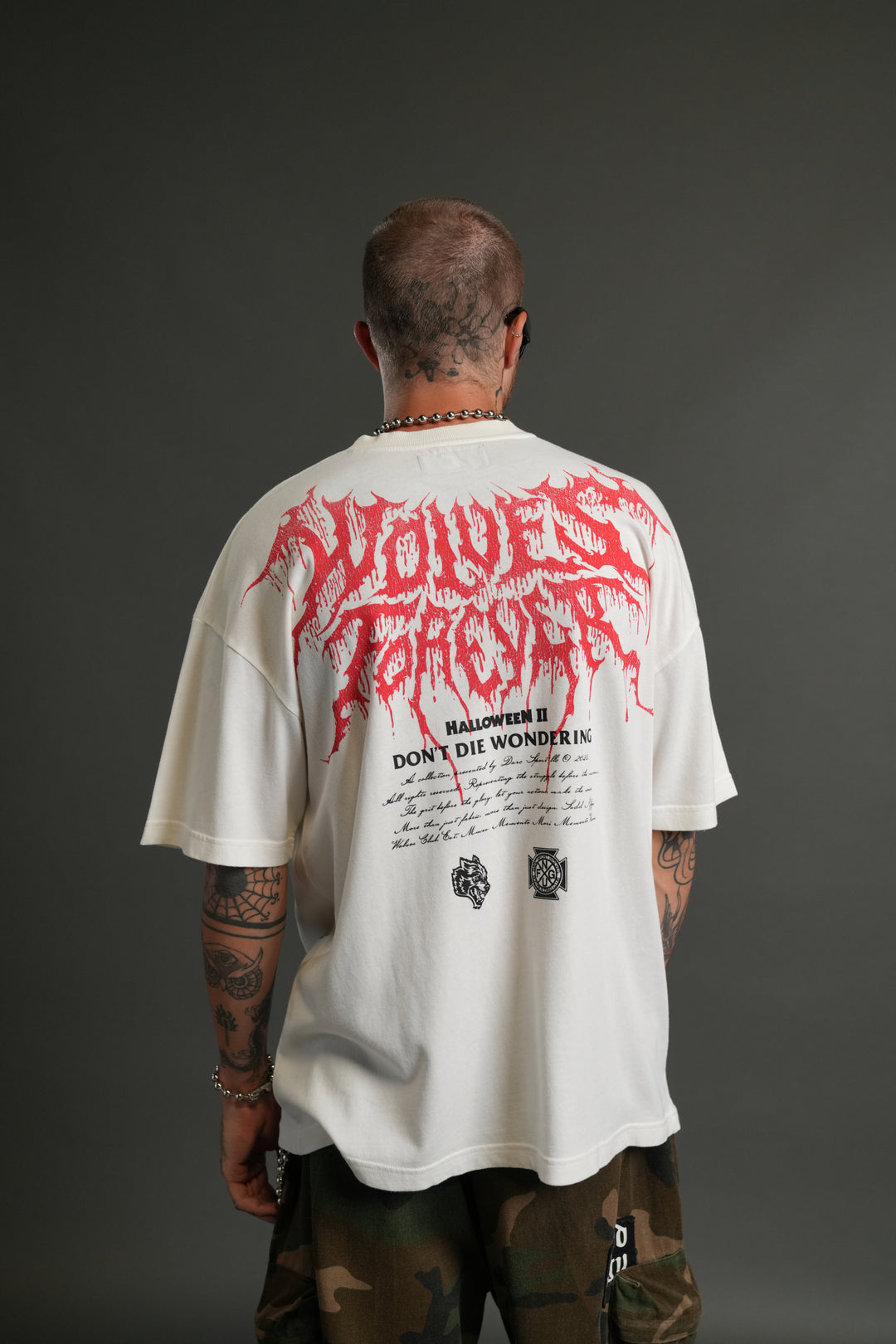 Watch Your Back "Premium" Oversized Tee in Cream