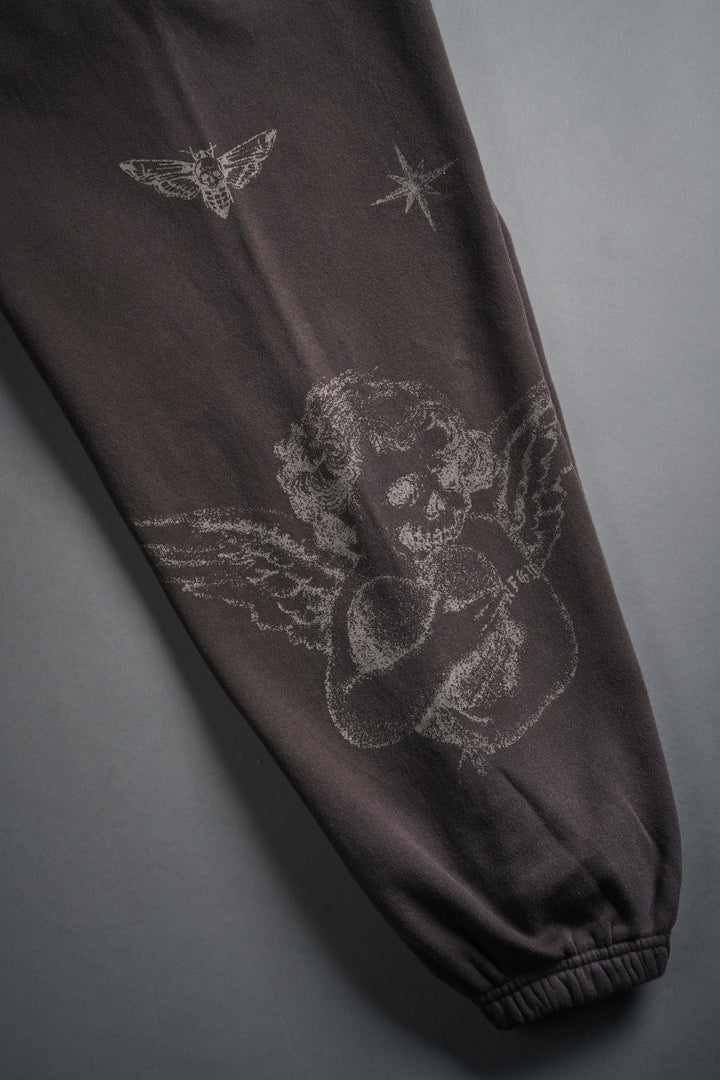 Sacred Flash Lightweight Lounger Sweat Pants in Darc Brown Drift Wash