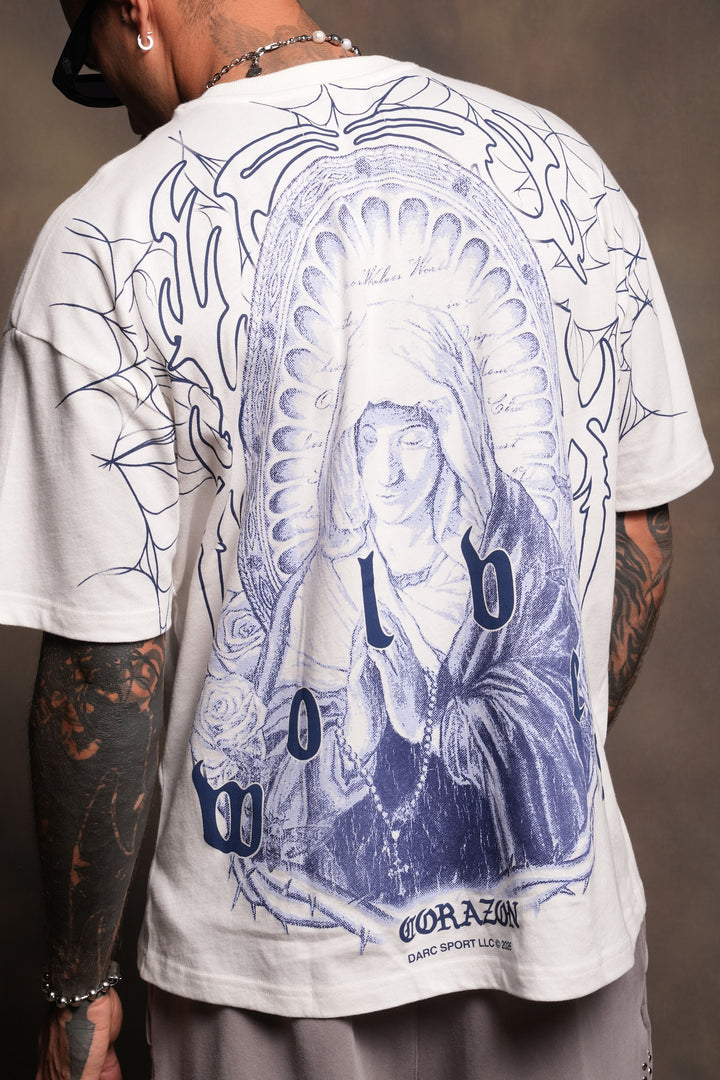 Sacred Lady Premium Oversized Tee In Cream