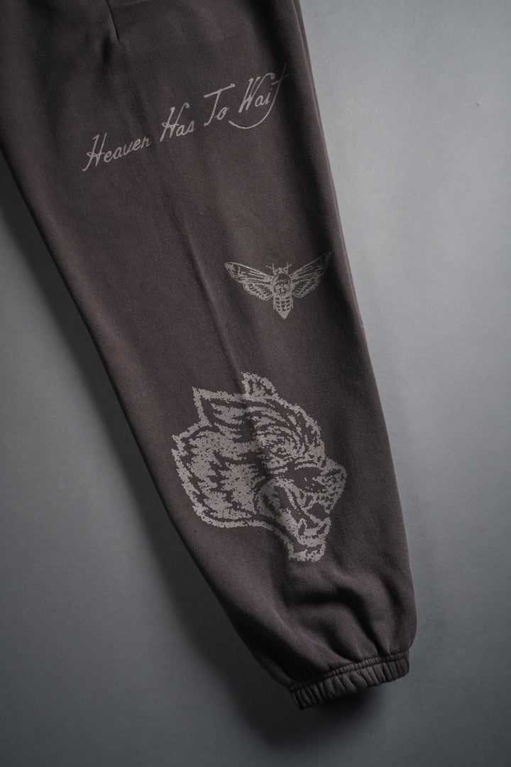 Sacred Flash Lightweight Lounger Sweat Pants in Darc Brown Drift Wash