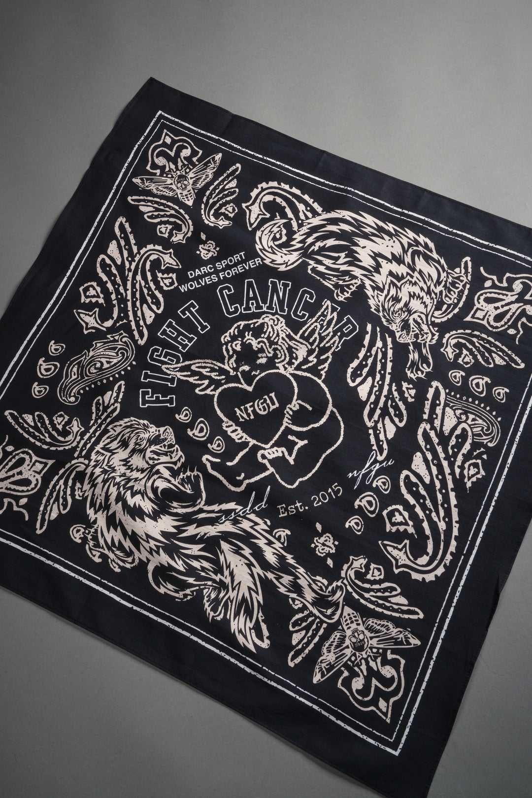 Heart Cherub Bandana in Black