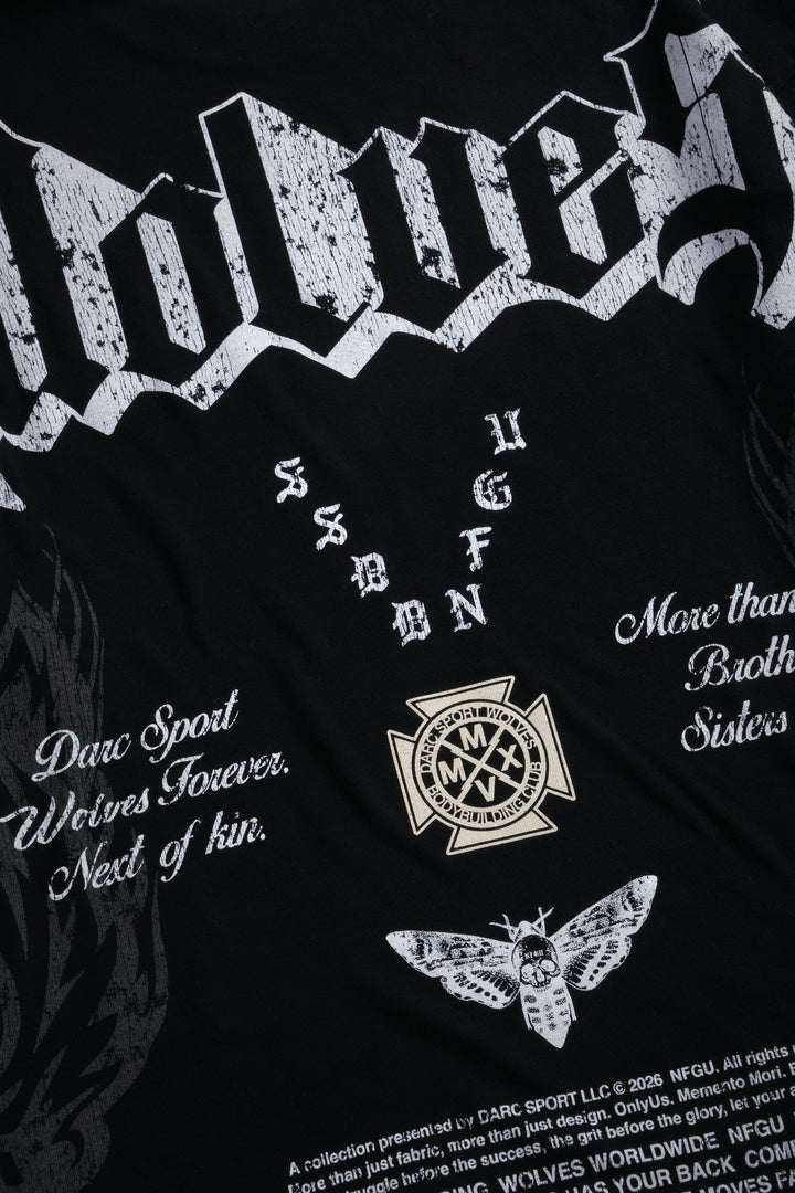 Wlvs Fire Premium Oversized Tee in Black