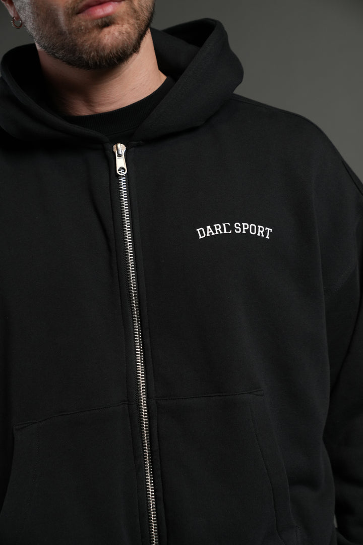 Inner Wolf Vex Double Zip Hoodie in Black