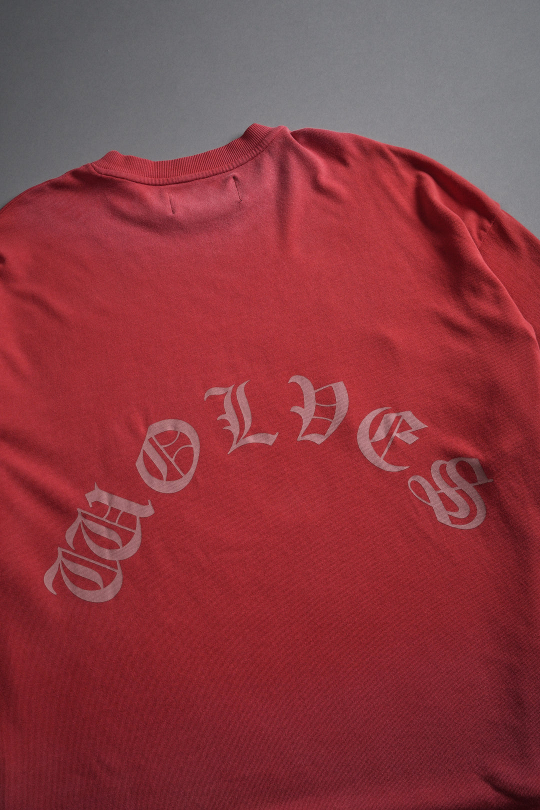 Our Clubs Premium Unisex Raw Hem "Box Cut" Tee in Roman Red Drift Wash