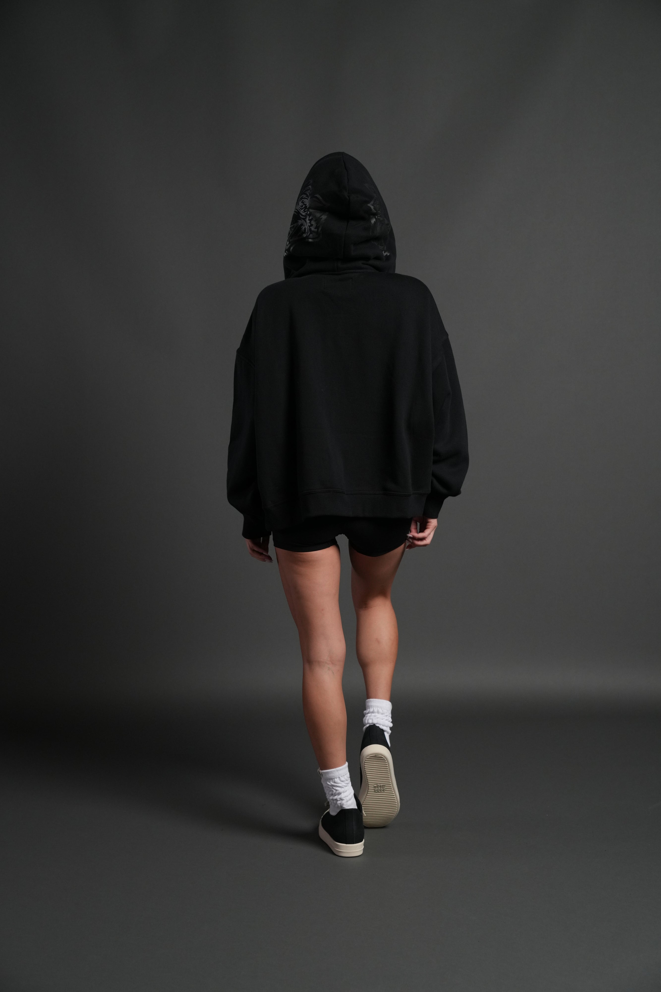 Inner Wolf Vex Double Zip Hoodie in Black