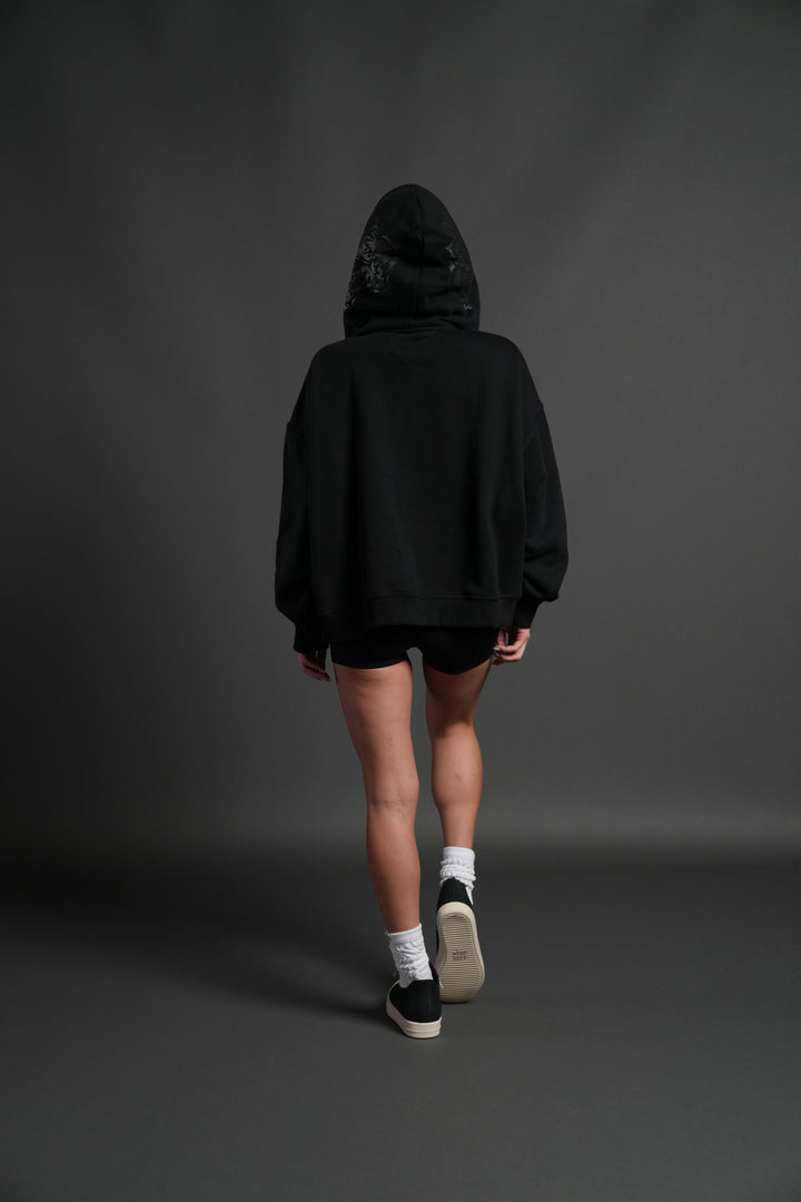 Inner Wolf Vex Double Zip Hoodie in Black