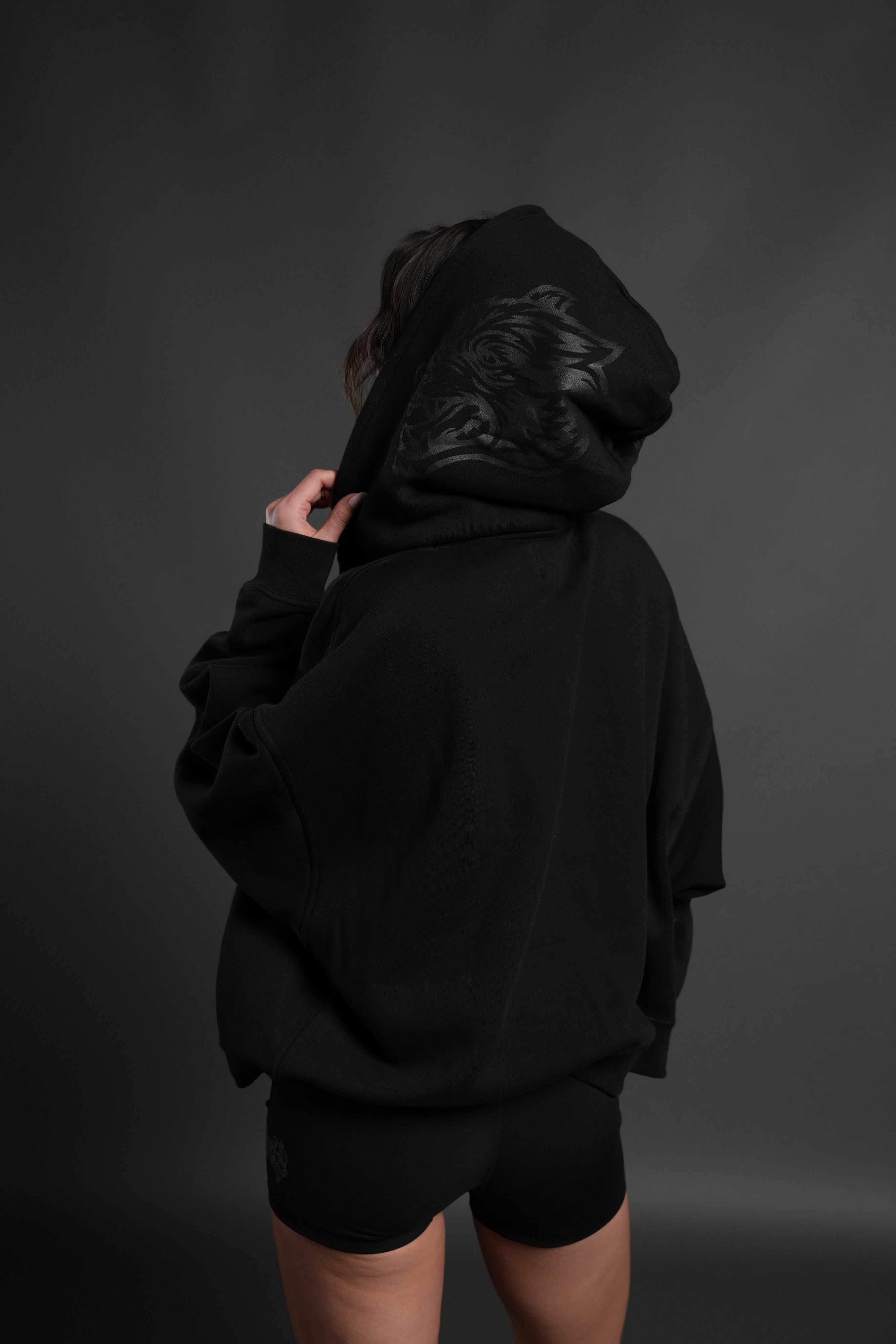 Inner Wolf Vex Double Zip Hoodie in Black