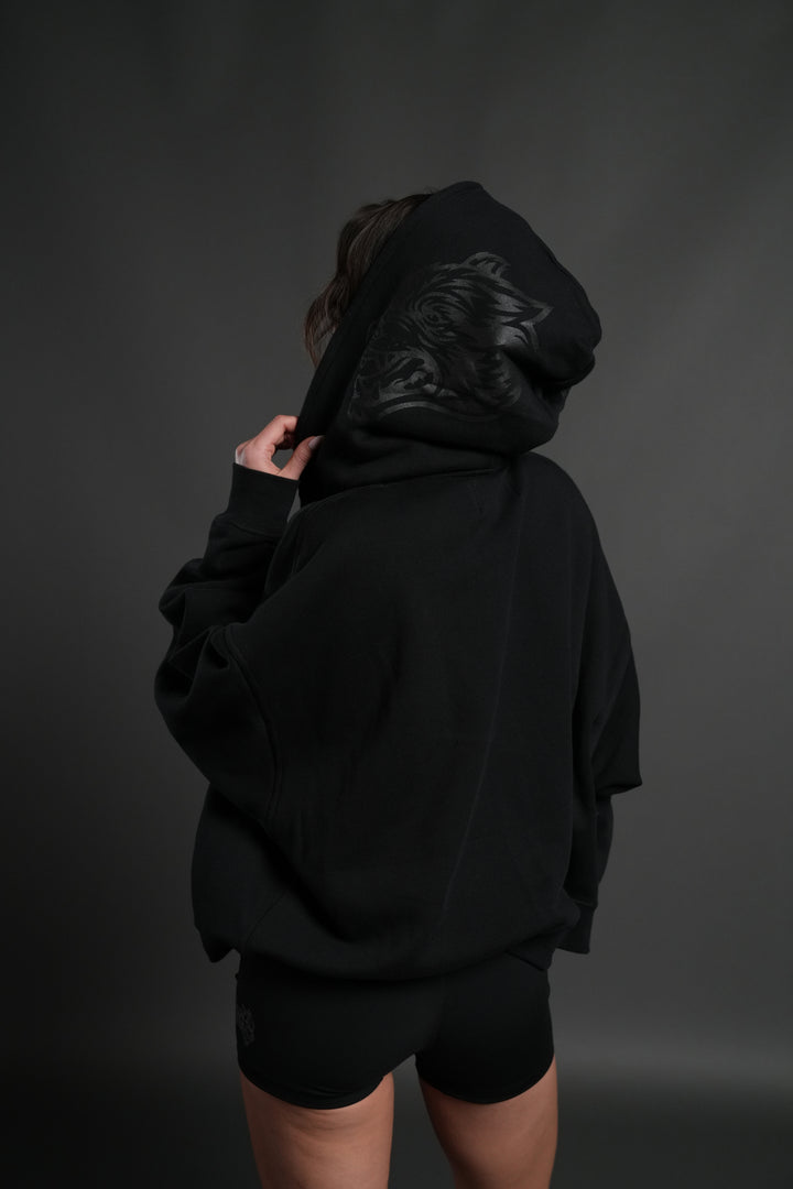 Inner Wolf Vex Double Zip Hoodie in Black
