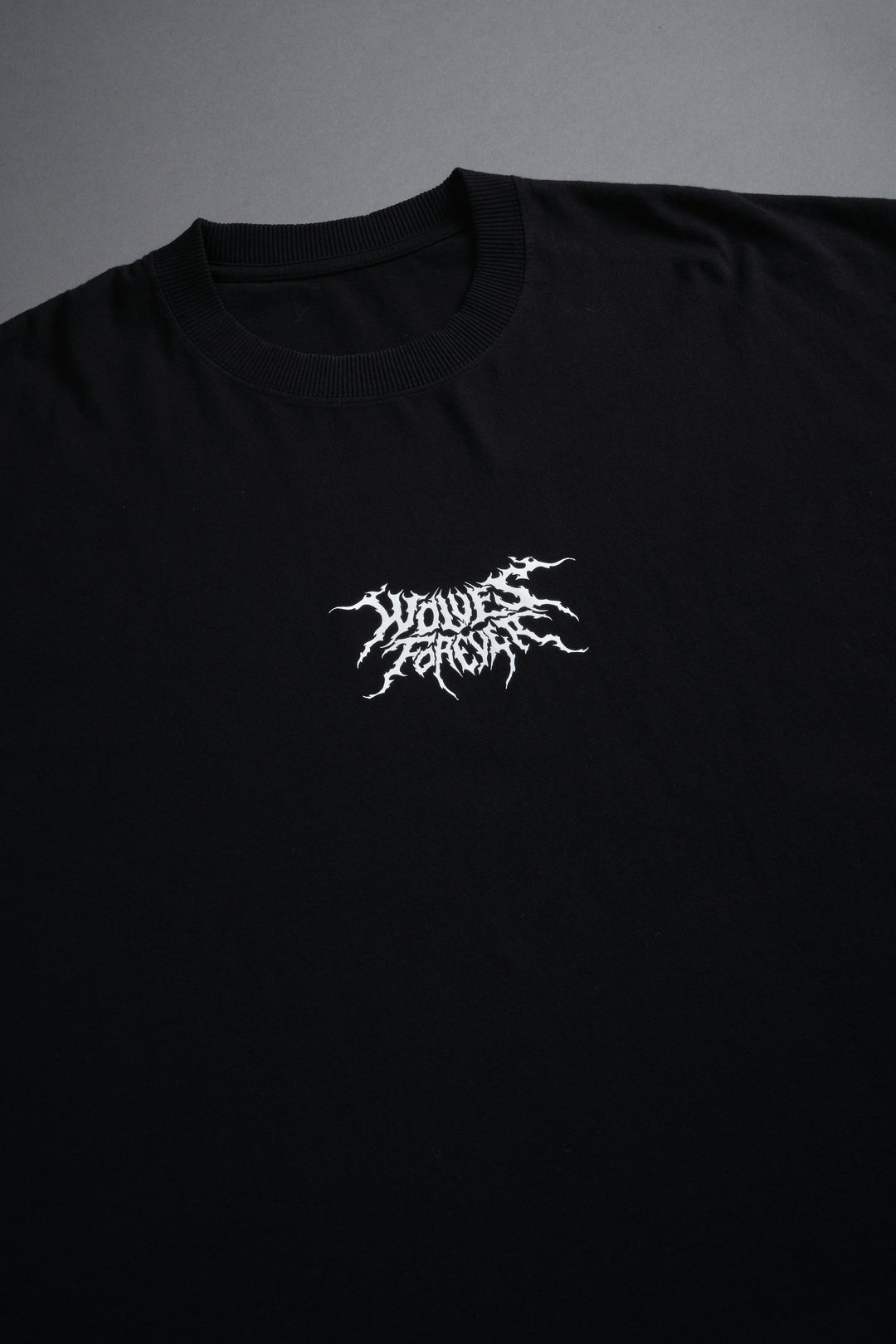 Work In Silence NFGU Grunge Cut-Off Mid Length Raw Hem Tee in Black