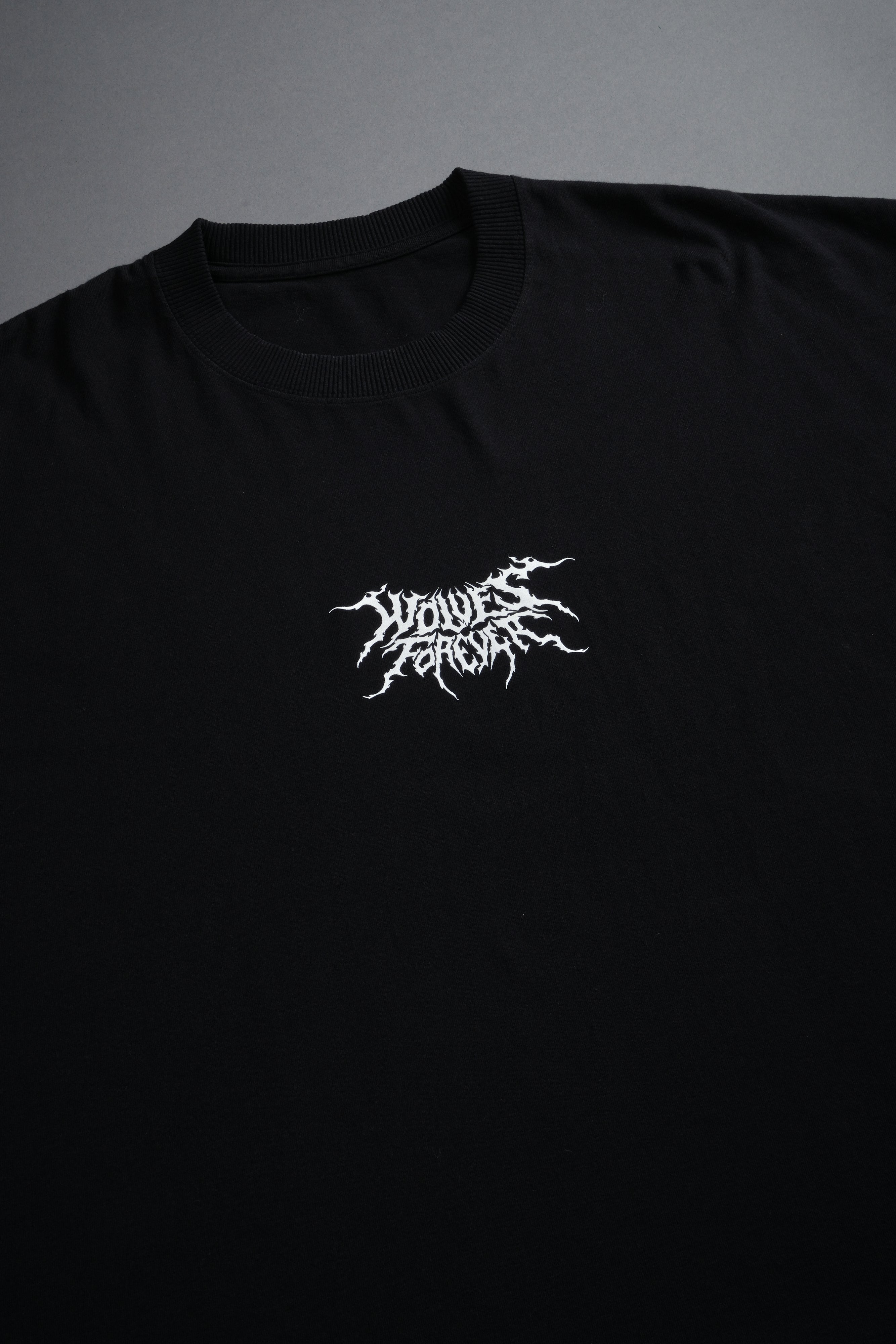 Work In Silence NFGU Grunge Cut-Off Mid Length Raw Hem Tee in Black