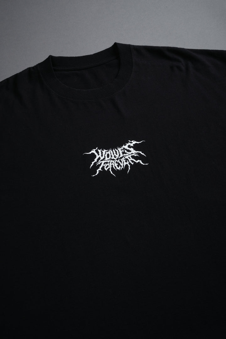 Work In Silence NFGU Grunge Cut-Off Mid Length Raw Hem Tee in Black
