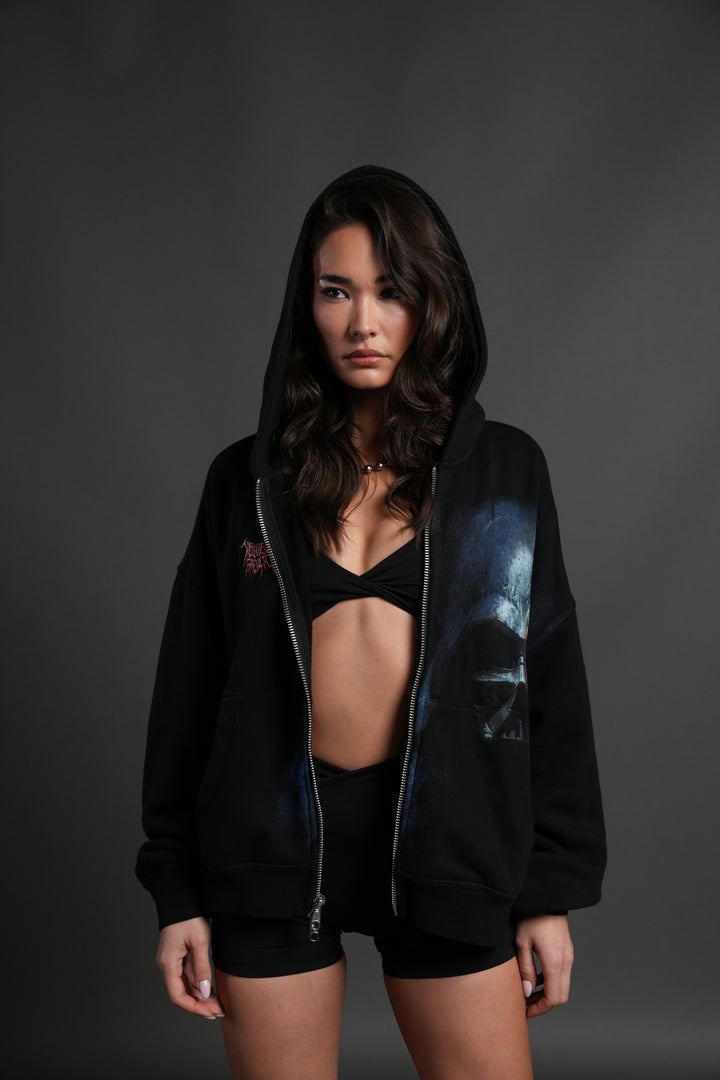 Vader Vex Double Zip Hoodie in Black