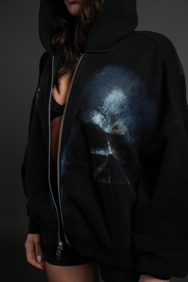 Vader Vex Double Zip Hoodie in Black