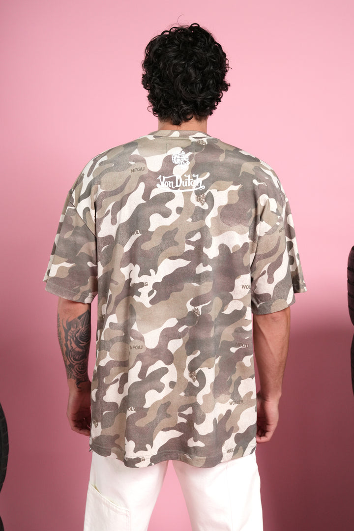 Flight Club V2 Premium Oversized Tee in Dsvd Green Camo