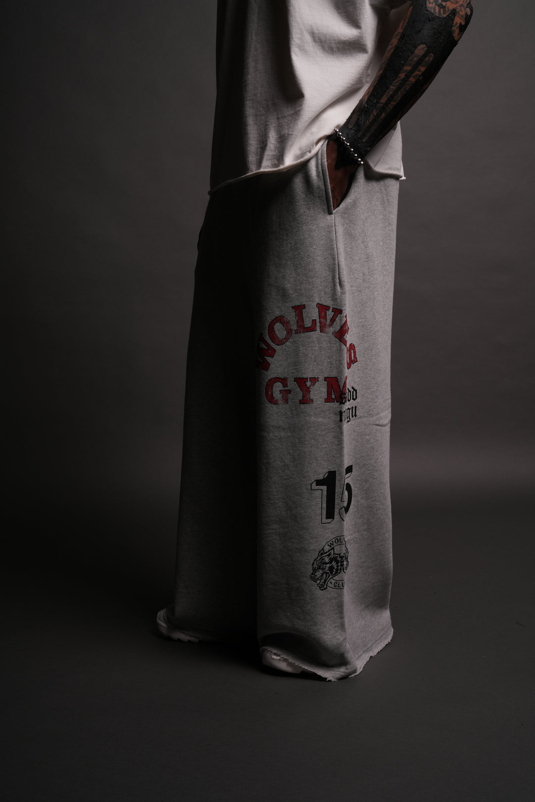 Wolves Gym V2 Oversized Omen Sweat Pants in Light Athletic Gray