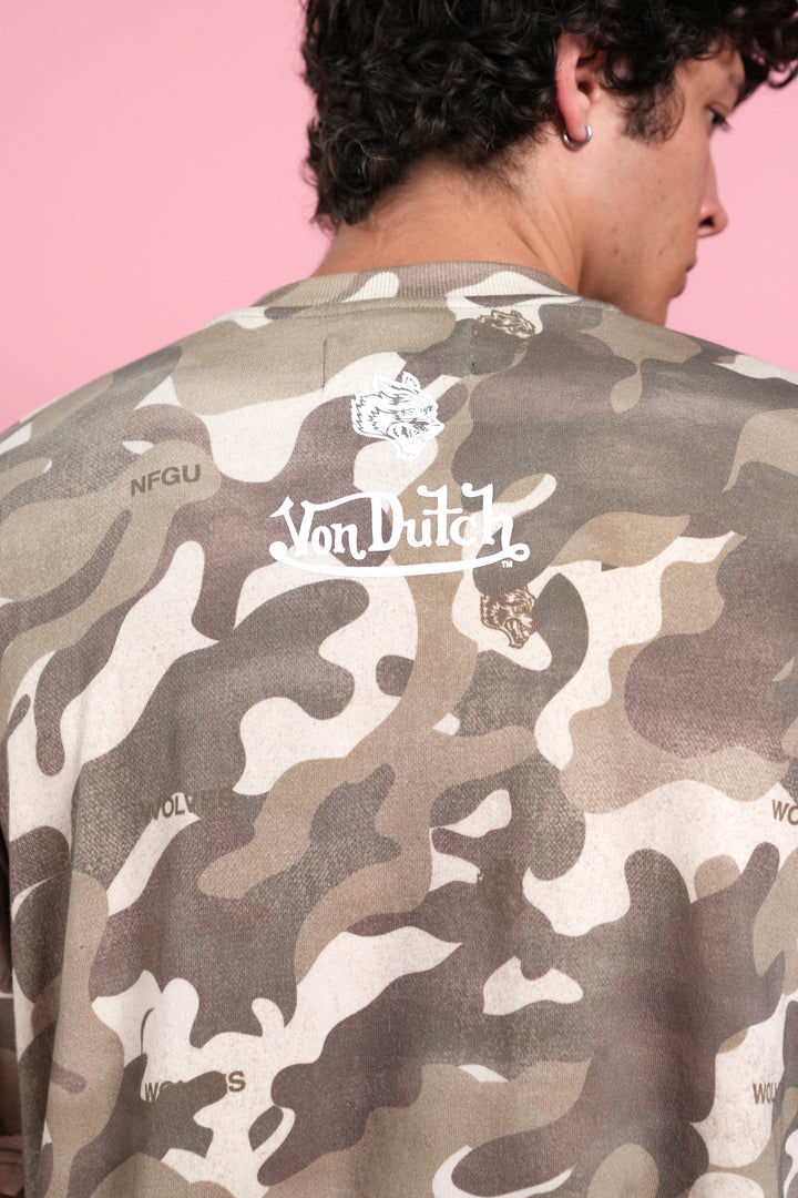 Flight Club V2 Premium Oversized Tee in Dsvd Green Camo