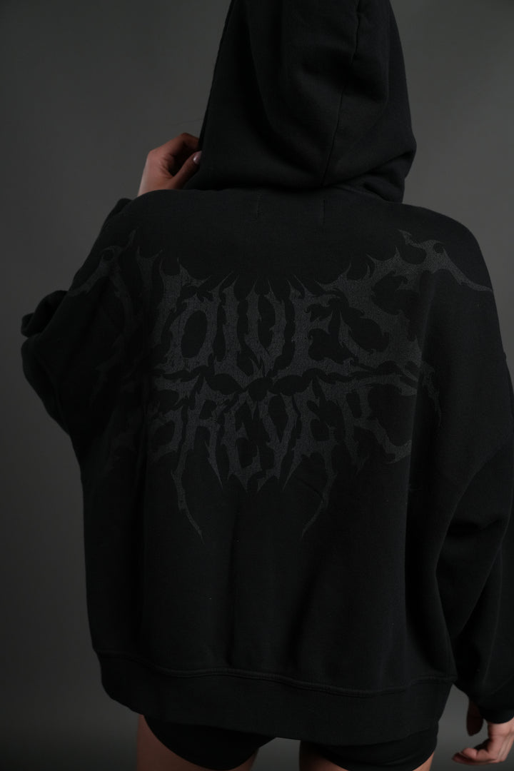 Vader Vex Double Zip Hoodie in Black