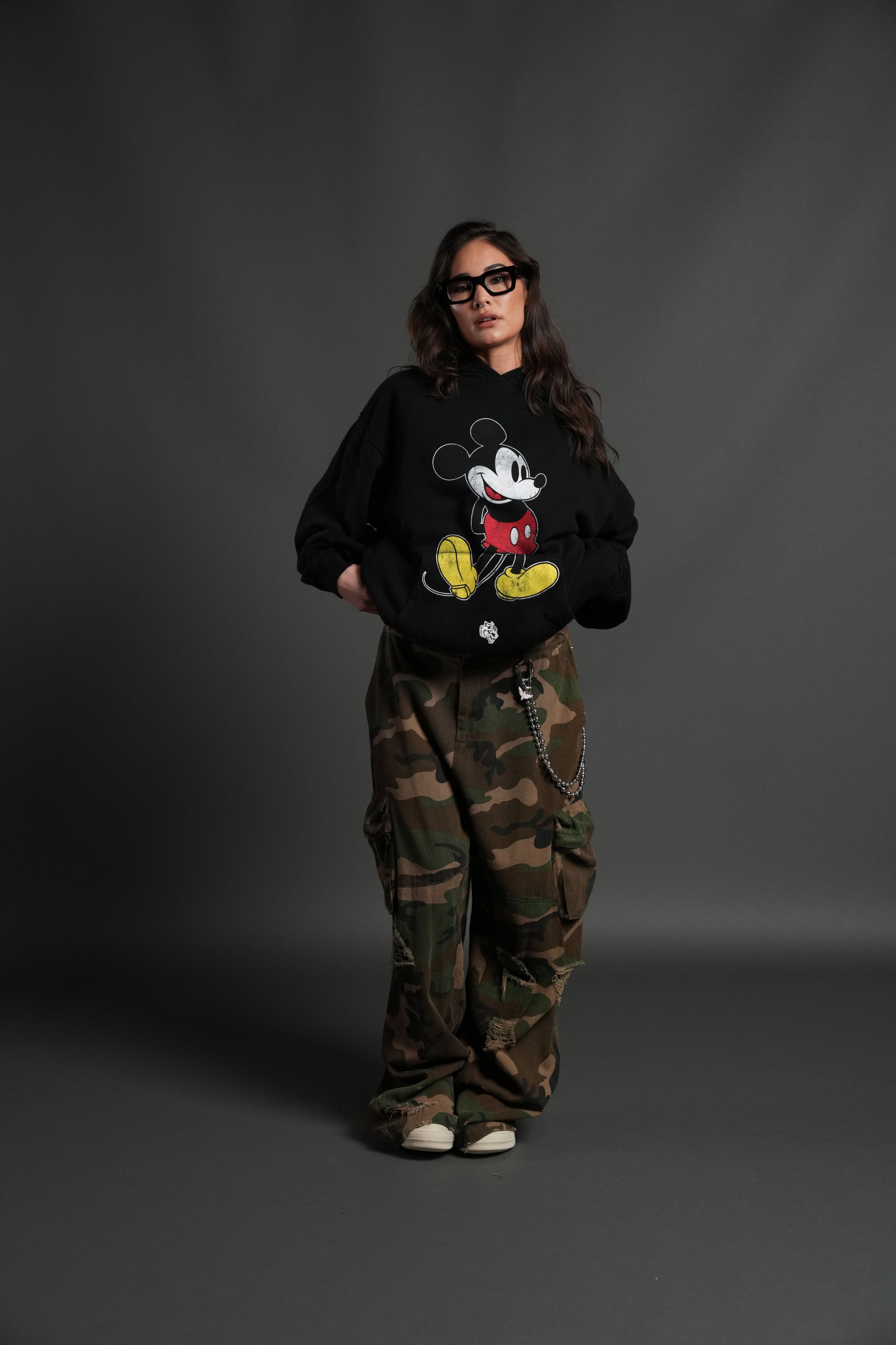 Mickey Mouse "Pierce" Hoodie in Black