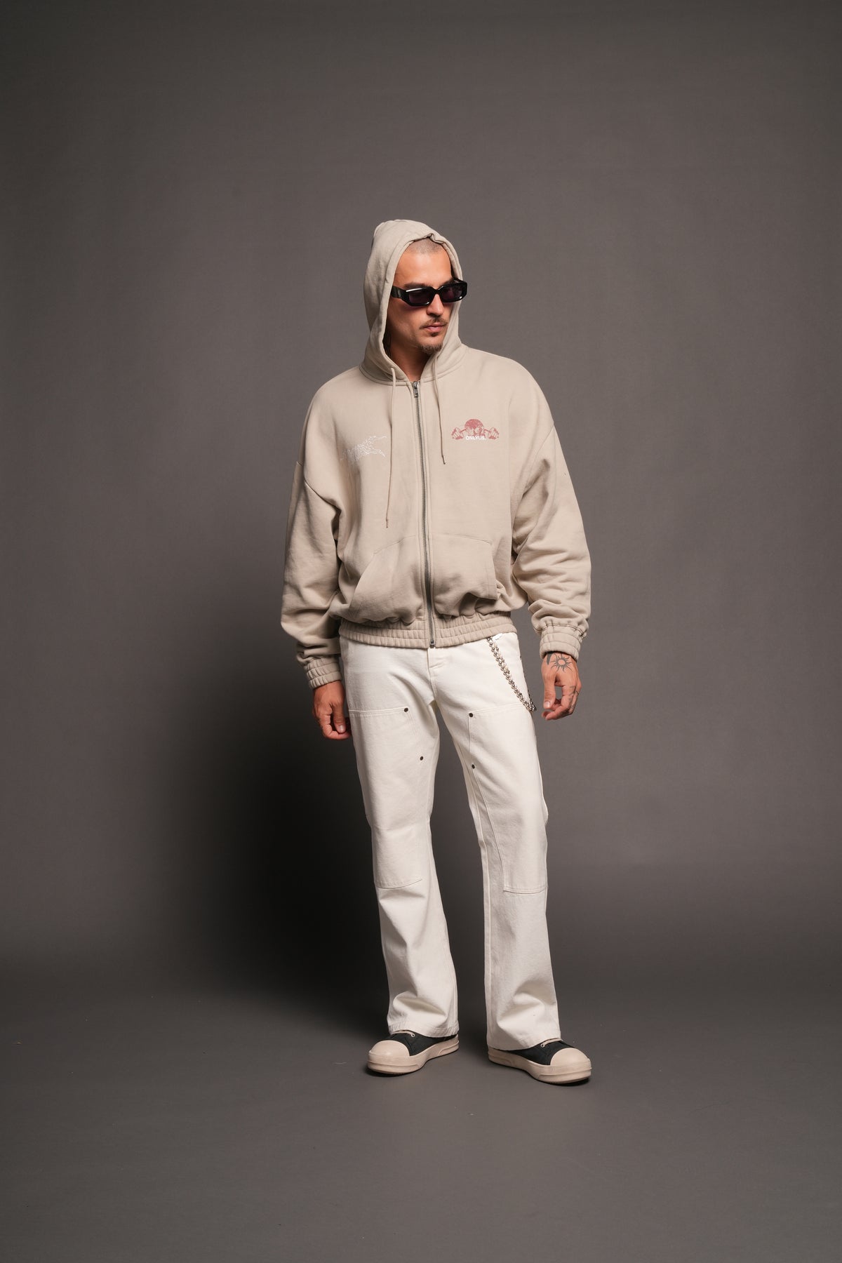 Wolves Bodybuilding Club Chambers Zip Hoodie In Cactus Gray