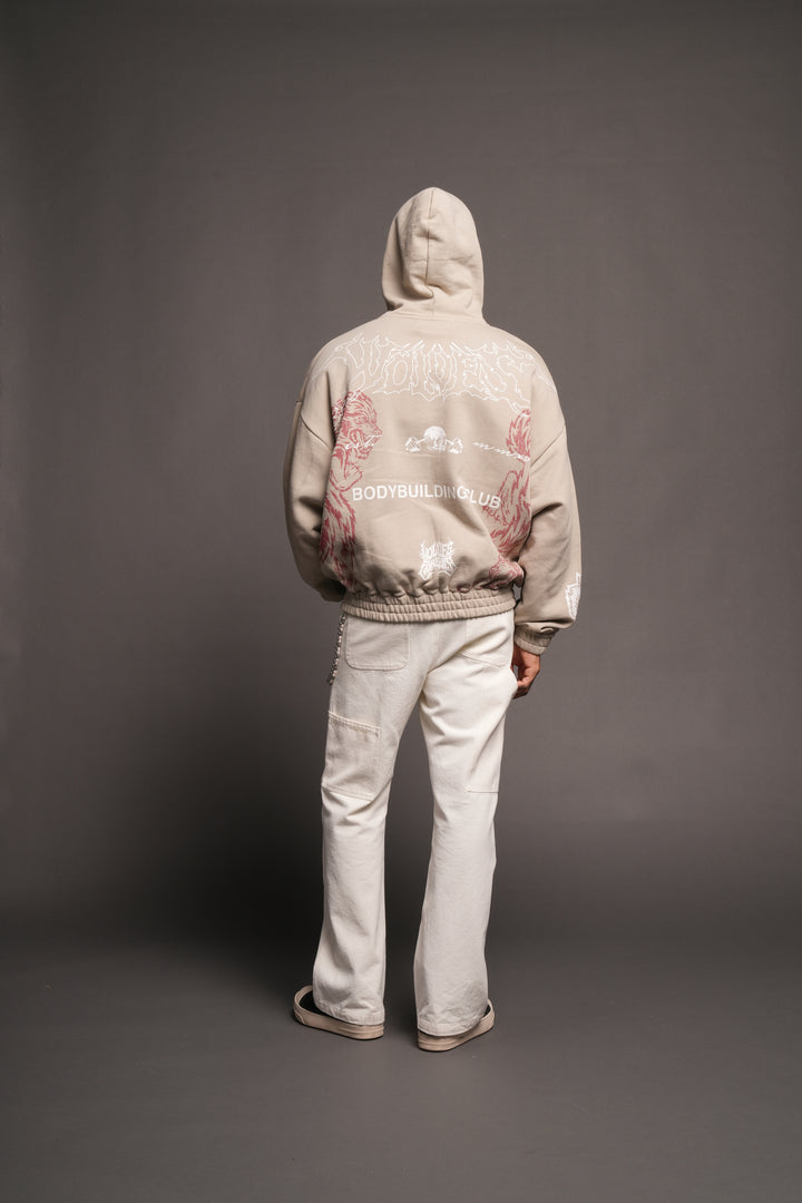 Wolves Bodybuilding Club Chambers Zip Hoodie In Cactus Gray