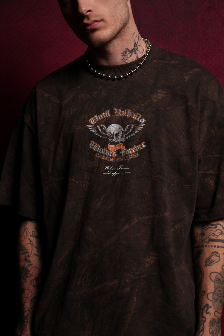 Nomad "Premium" Oversized Tee in Brown Driftwood Forest Camo