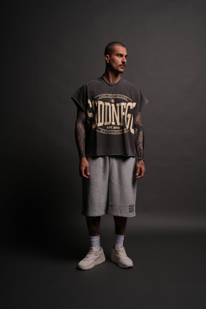 SSDDNFGU FRVR Grunge Cut-Off Tee in Wolf Gray