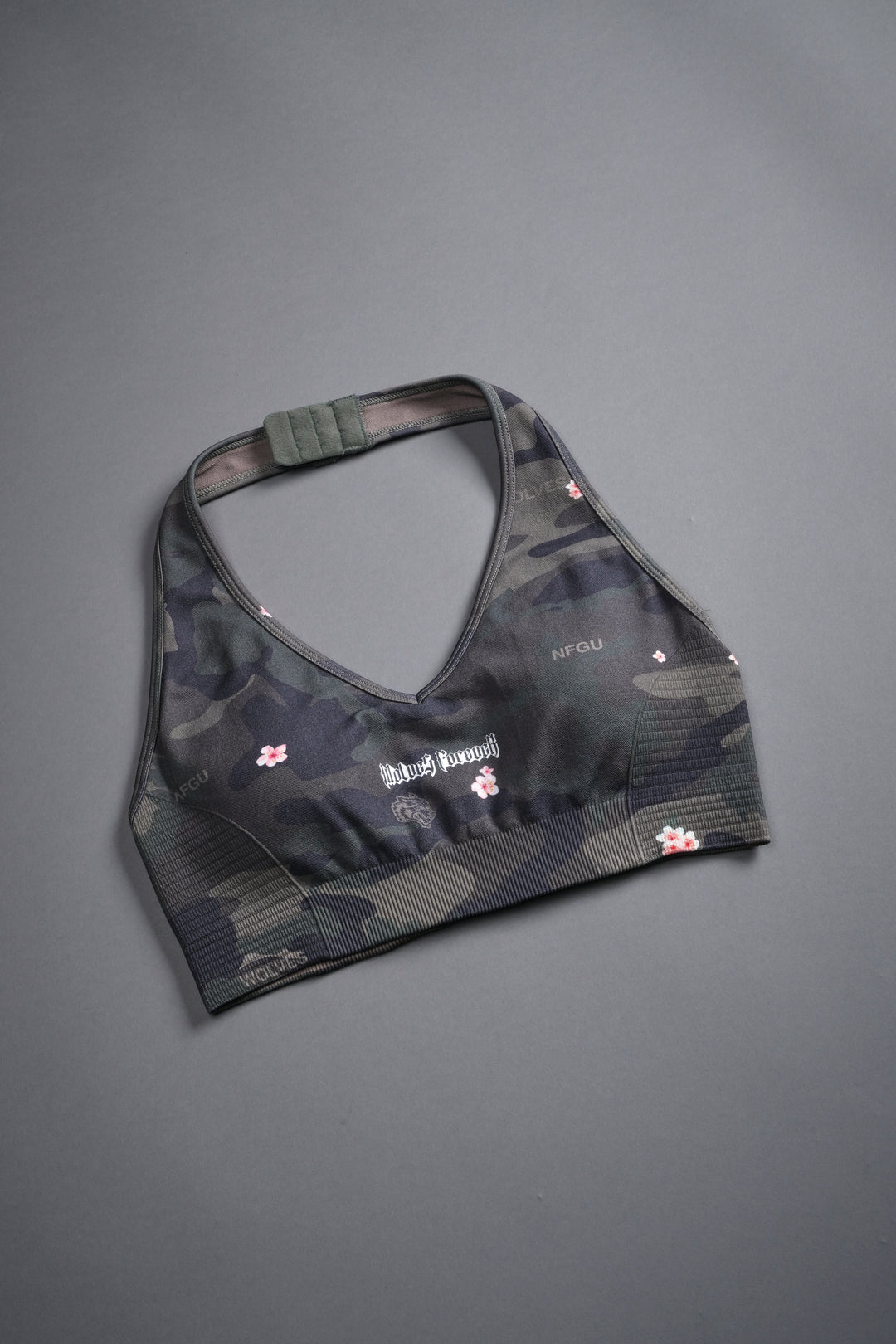 Darc Letter "Everson Seamless" Valencourt Halter Bra in Vintage Blossom Woodland Camo