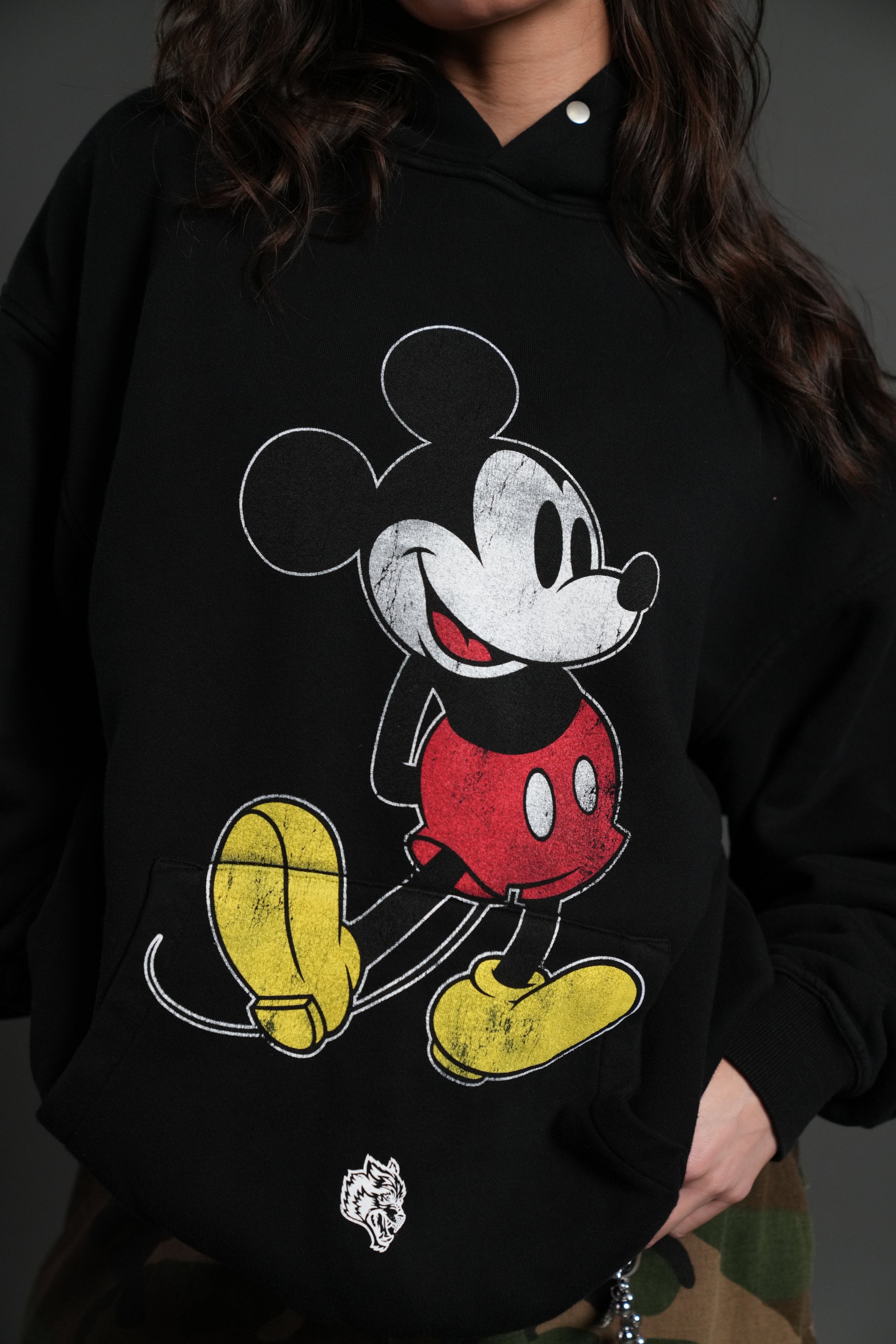 極美品 DARCSPORT マルチロゴ プルオーバーパーカー ブラック Mickey Mouse 