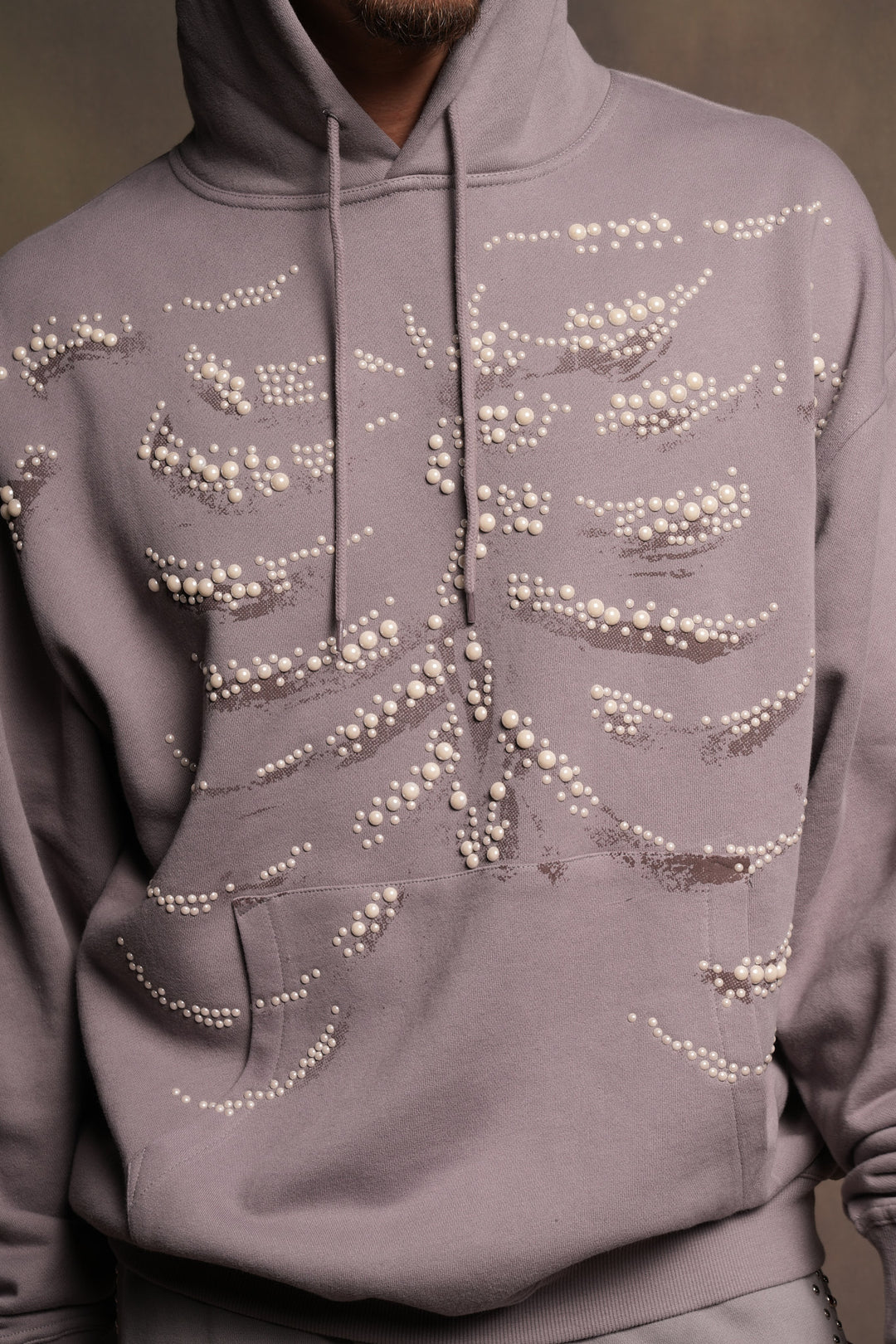 Bone Cage Bishop Hoodie In Pale Gray