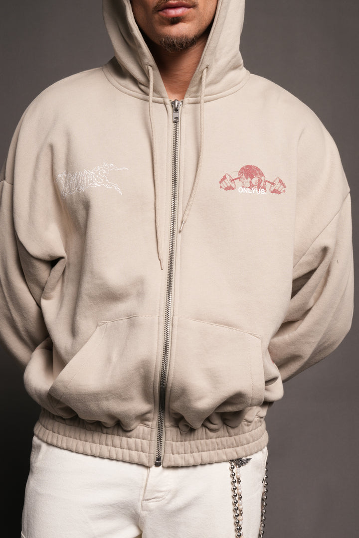 Wolves Bodybuilding Club Chambers Zip Hoodie In Cactus Gray