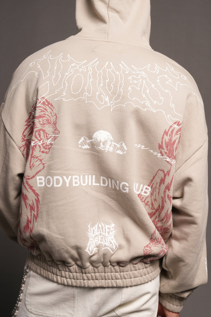 Wolves Bodybuilding Club Chambers Zip Hoodie In Cactus Gray