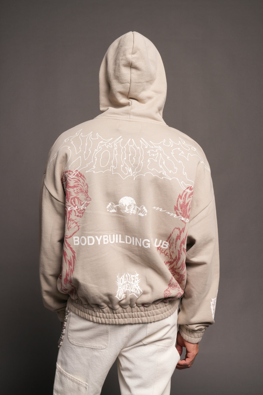 Wolves Bodybuilding Club Chambers Zip Hoodie In Cactus Gray