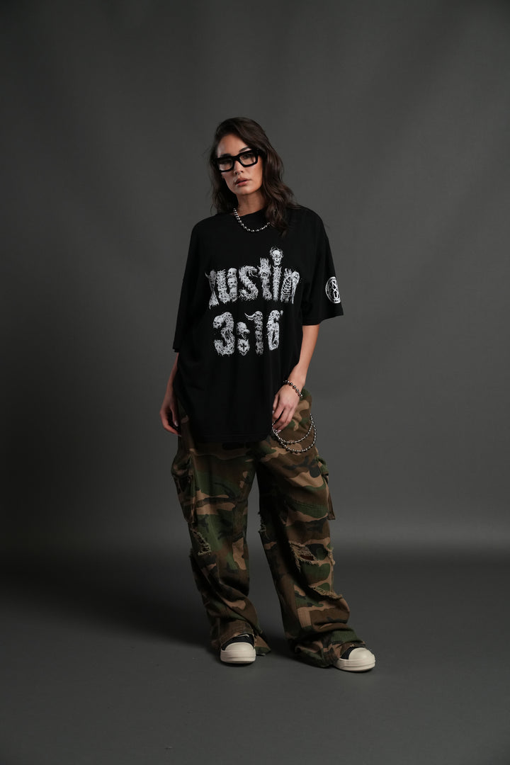 Stone Cold Riddick Premium Oversized Tee in Black