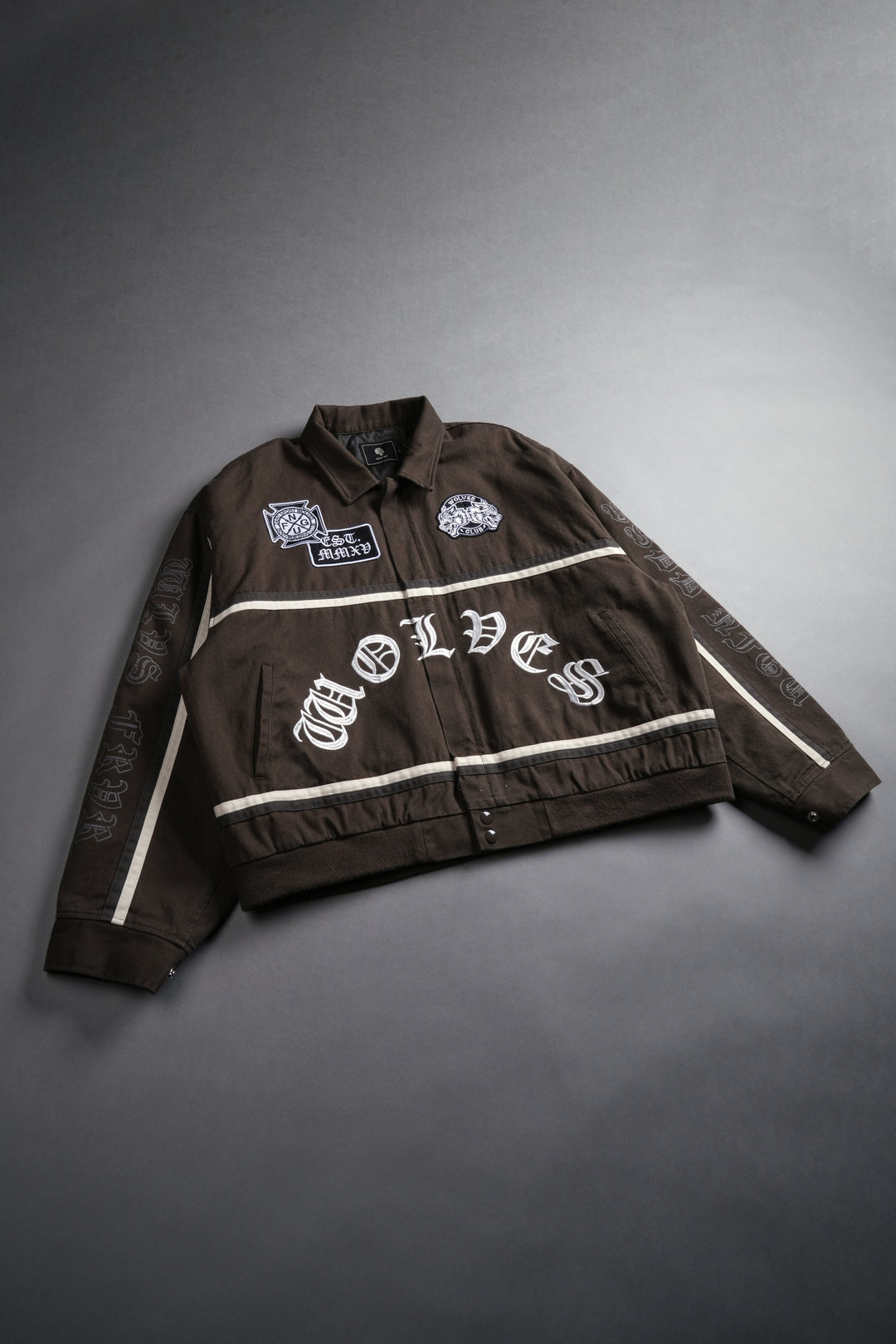 Wolves Club Chopper Big Moe Jacket in Darc Olive/Cream/Wolf Gray