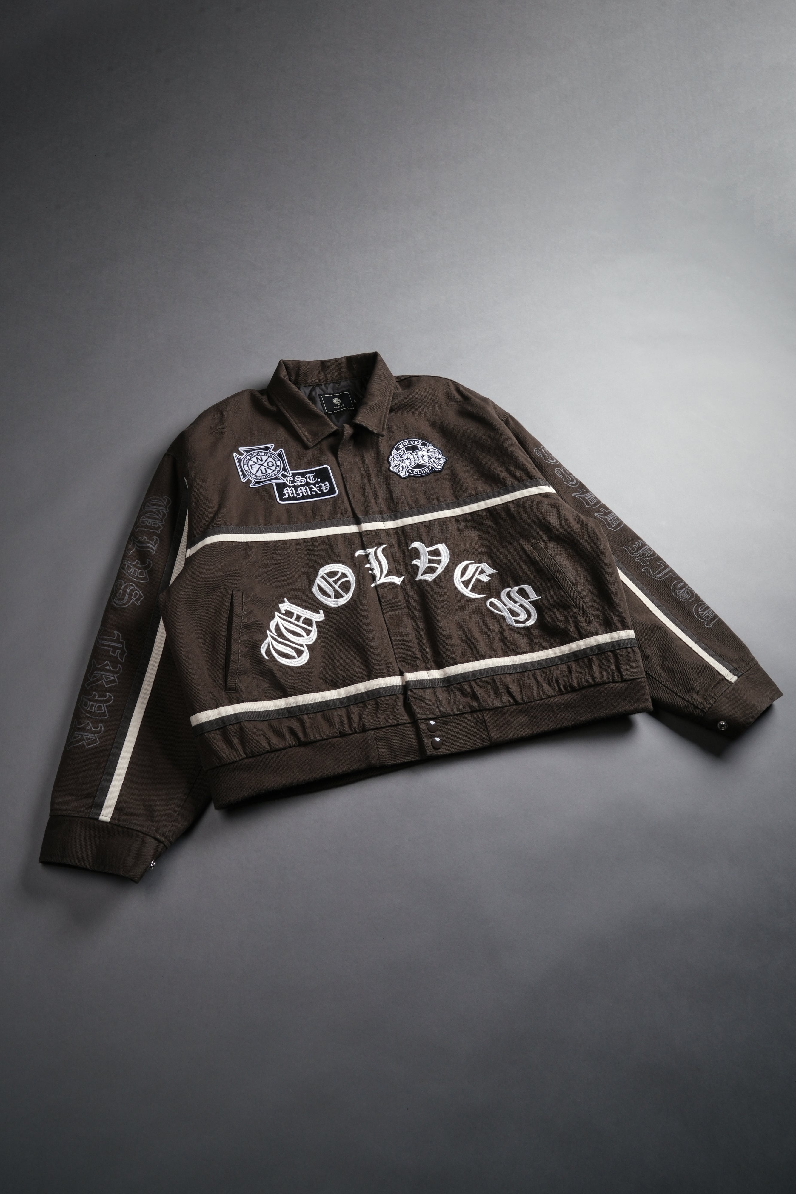 Wolves Club Chopper Big Moe Jacket in Darc Olive/Cream/Wolf Gray