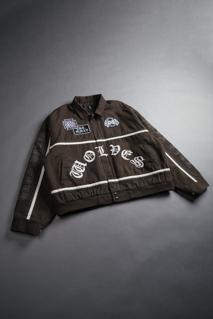 Wolves Club Chopper Big Moe Jacket in Darc Olive/Cream/Wolf Gray