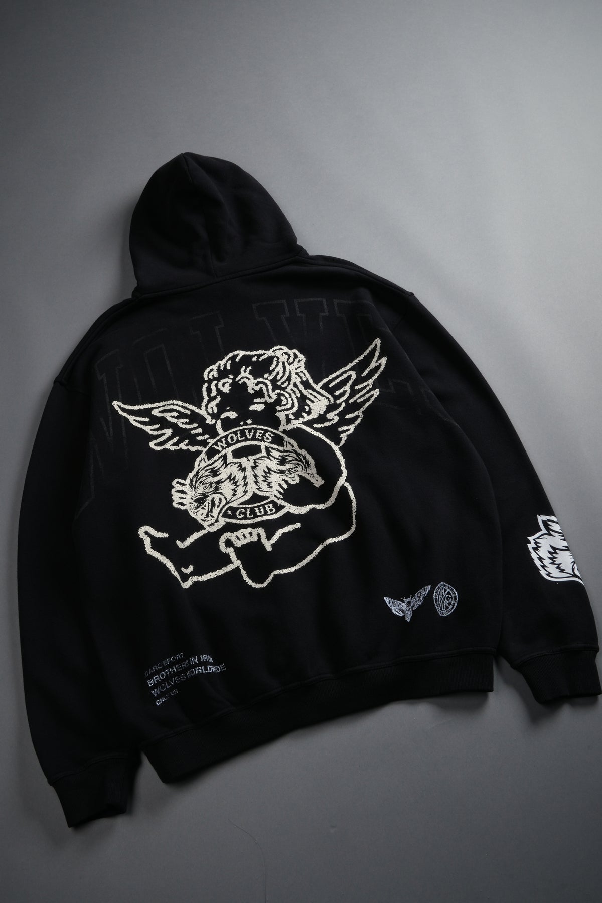 Wolves Club Cherub Pierce Hoodie in Black