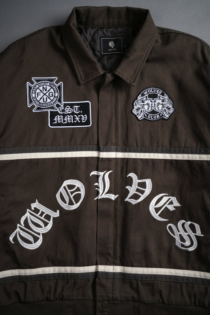 Wolves Club Chopper Big Moe Jacket in Darc Olive/Cream/Wolf Gray