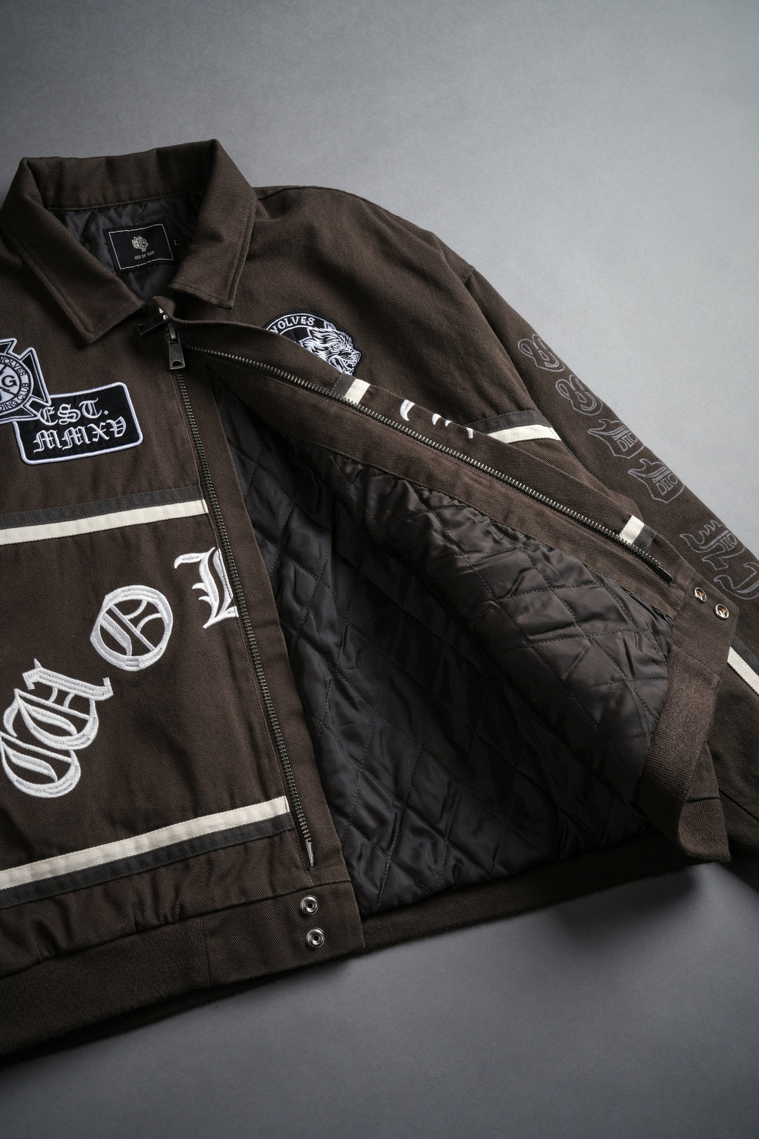 Wolves Club Chopper Big Moe Jacket in Darc Olive/Cream/Wolf Gray